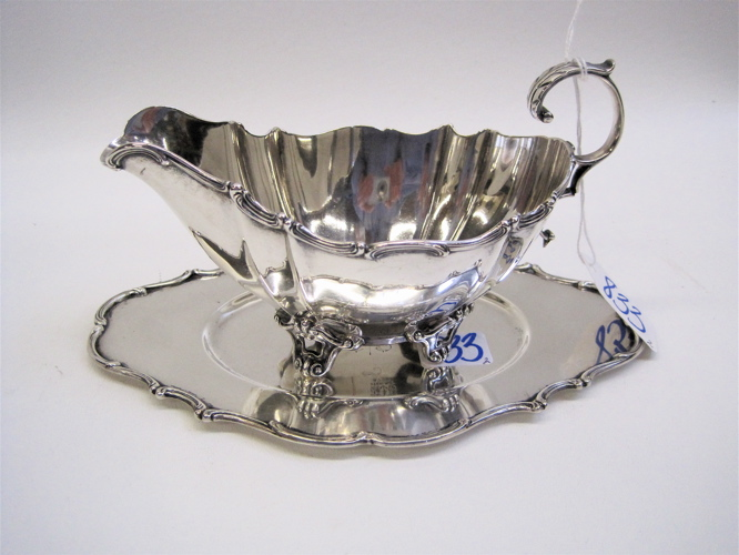GORHAM STERLING SAUCE BOAT UNDERPLATE SET 2 pieces c 1877