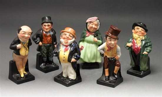 Six Royal Doulton china figures from the Charles Dickens collection