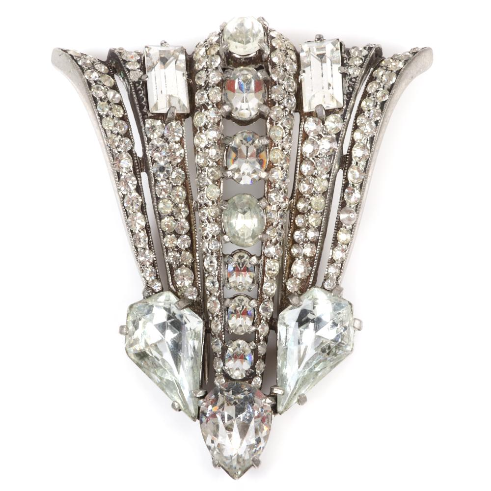 EISENBERG ORIGINAL LARGE HIGH DECO STYLE FUR CLIP WITH THREE