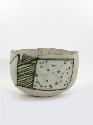 Gordon Baldwin born 1932 an earthenware coiled bowl irregular form