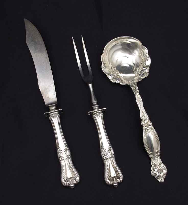 STERLING FRONTENAC BERRY SPOON TOWLE CARVING SET To include 1