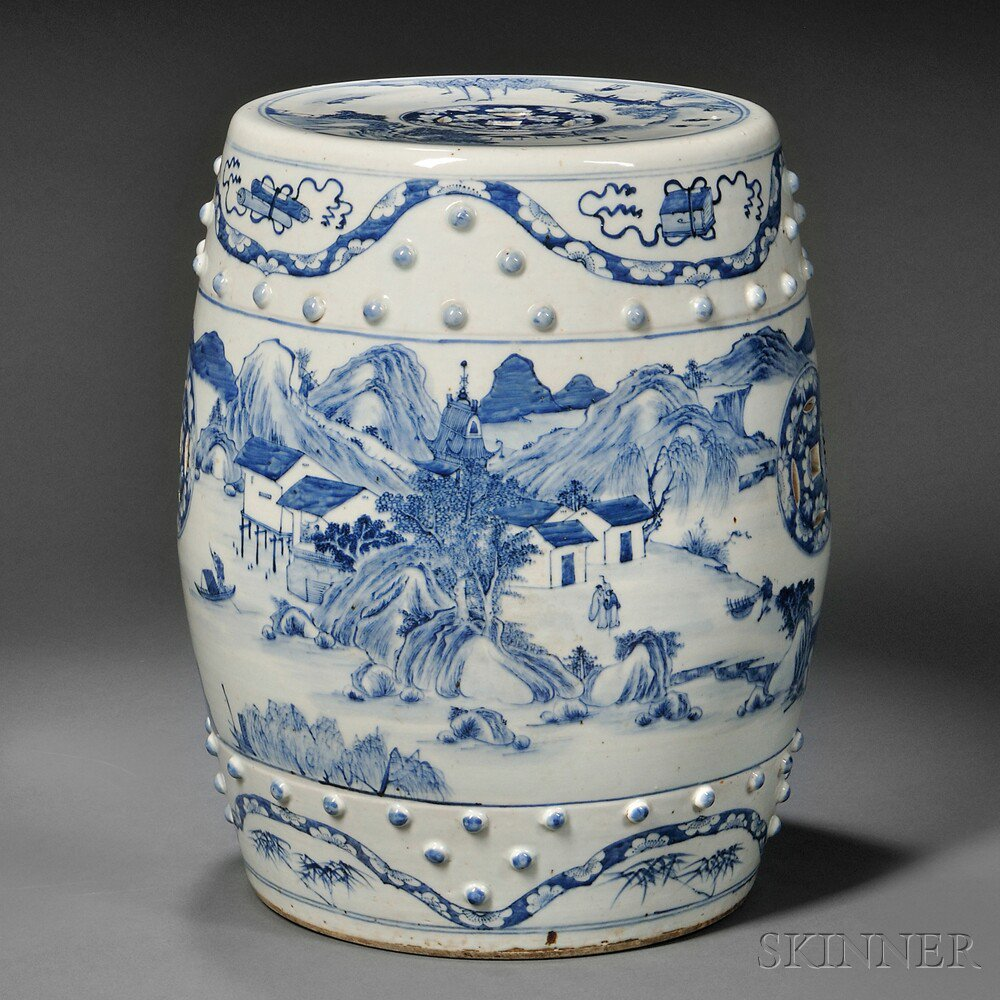 Blue and White Porcelain Garden Seat China 19th 20th century