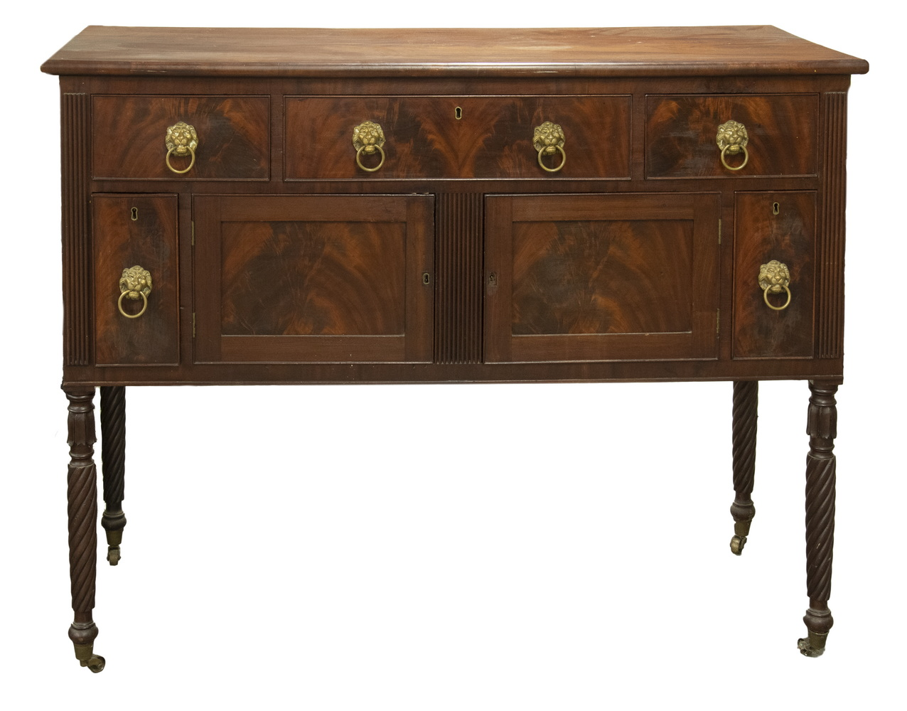 BOSTON SHERATON SIDEBOARD IN FIGURED MAHOGANY Federal Period Rope Leg