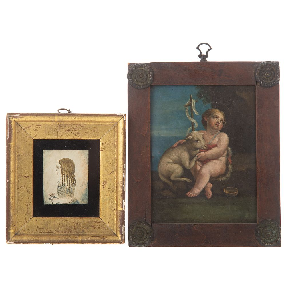 Two Assorted Framed Miniatures 1 American School 19th century Portrait