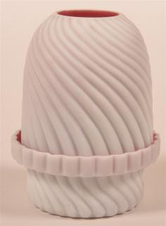 Opaque White and Cranberry Frosted Overlay Glass Fairy Lamp 4