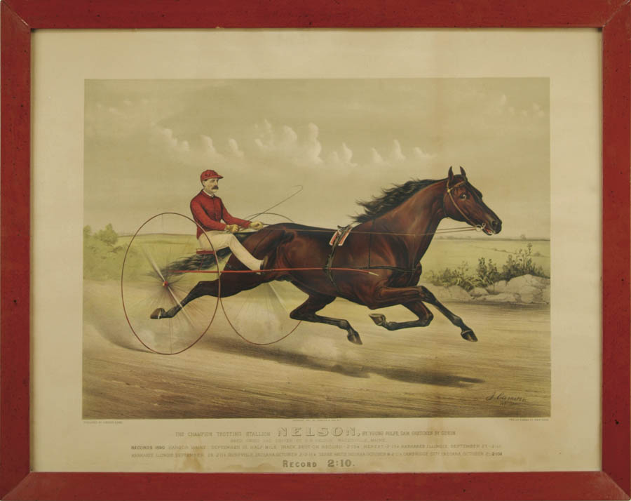 CURRIER IVES American Publisher 19th Century CHAMPION TROTTING STALLION NELSON