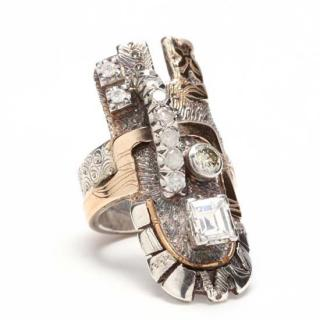 14KT and Sterling Diamond Ring Mary Ann Scherr 1922 the