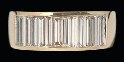 Gold diamond band 14 baguette diamonds total estimated weight 1