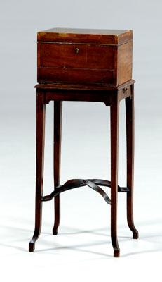 Jewelry chest on stand mahogany box with satinwood banding bottom