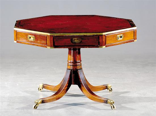 English Sheraton style mahogany octagonal rent table mid 19th century