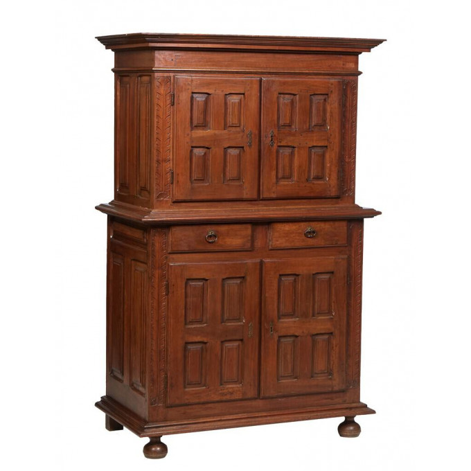 French Provincial Louis XIII Style Carved Walnut Buffet a Deux