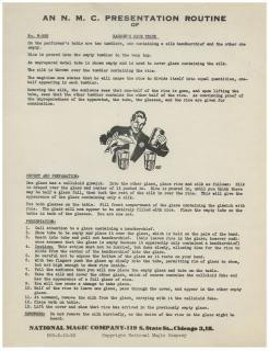Instruction Sheets Collection of National Magic Company Instruction Sheets Chicago