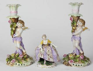 lot of 3 Continental porcelain group consisting of a Royal