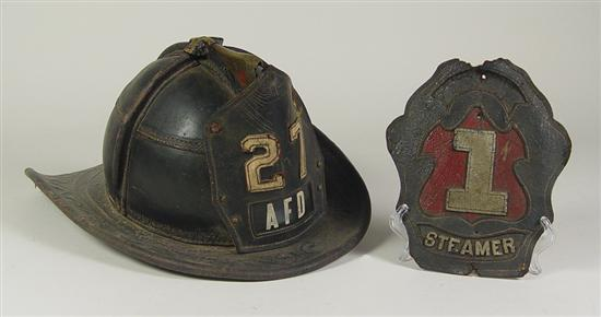 Leather Fireman s Helmet Early 20th Century Manufactured by Cairns