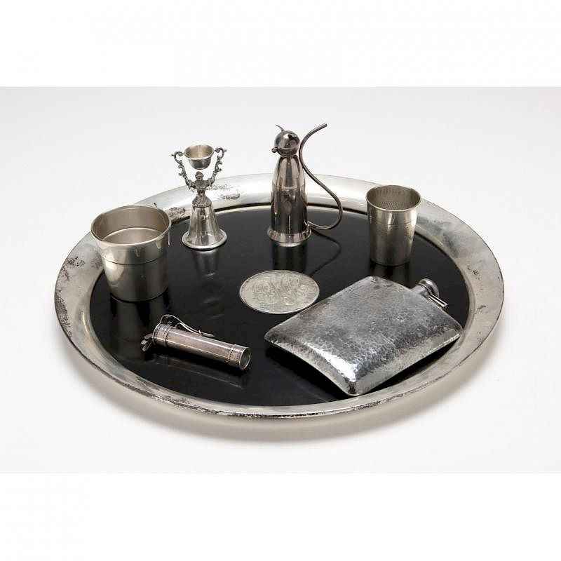 Seven Assorted Silver Drinking Cocktail Accessories including a sterling rimmed