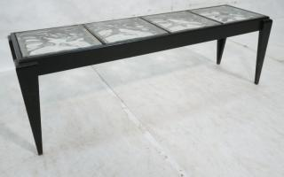 Italian Style Ebonized Glass Block Cocktail Table Italian Style Ebonized