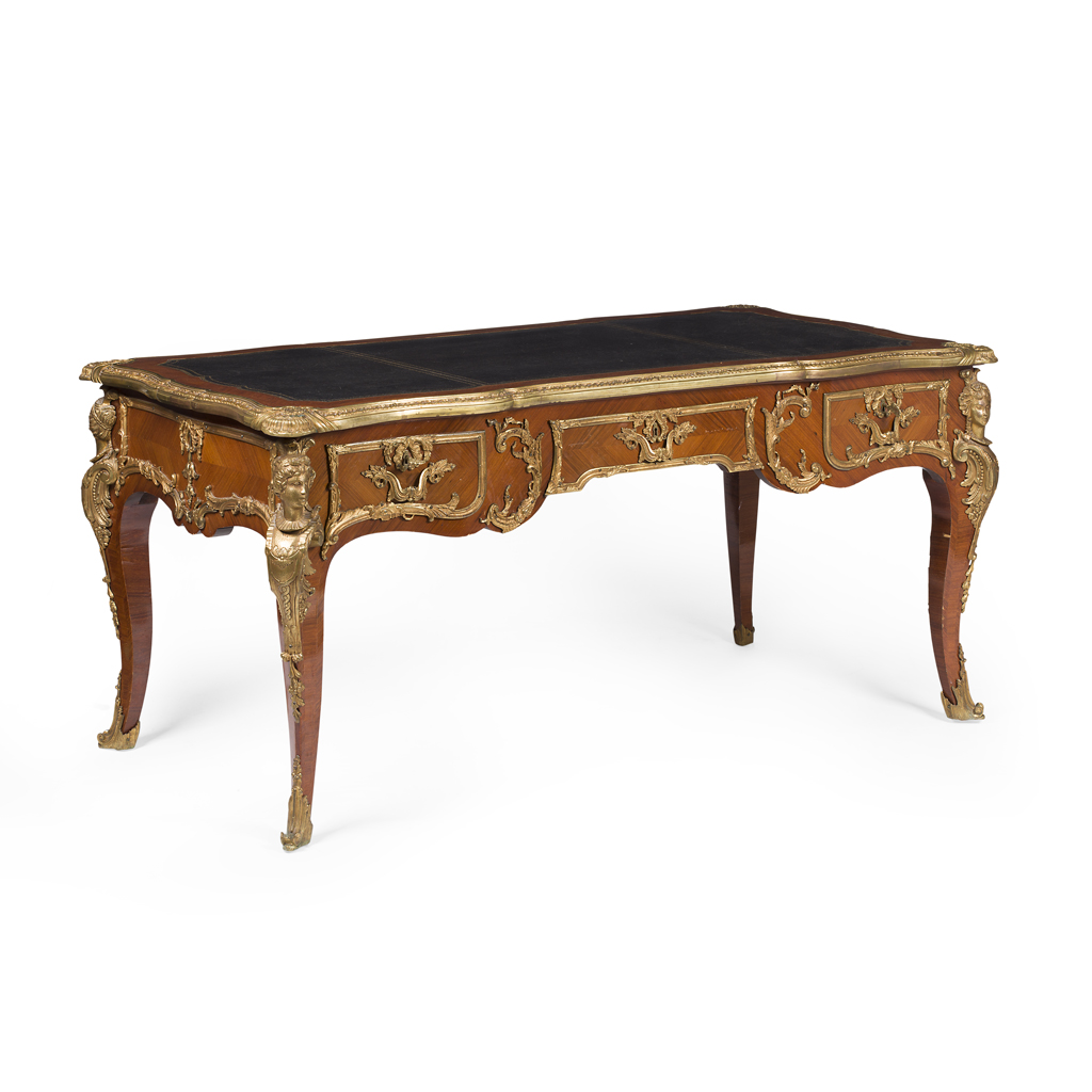 LOUIS XV STYLE KINGWOOD AND GILT BRONZE MOUNTED BUREAU PLAT