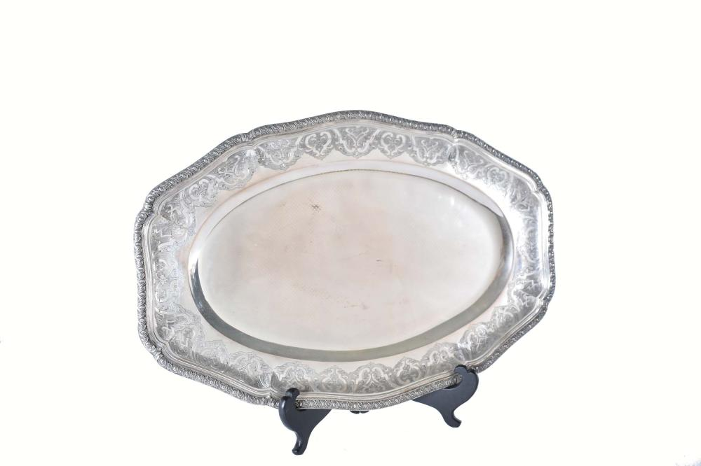 EMILE PUIFORCAT FRENCH STERLING SILVER OVAL PLATTERIn the Regence Style