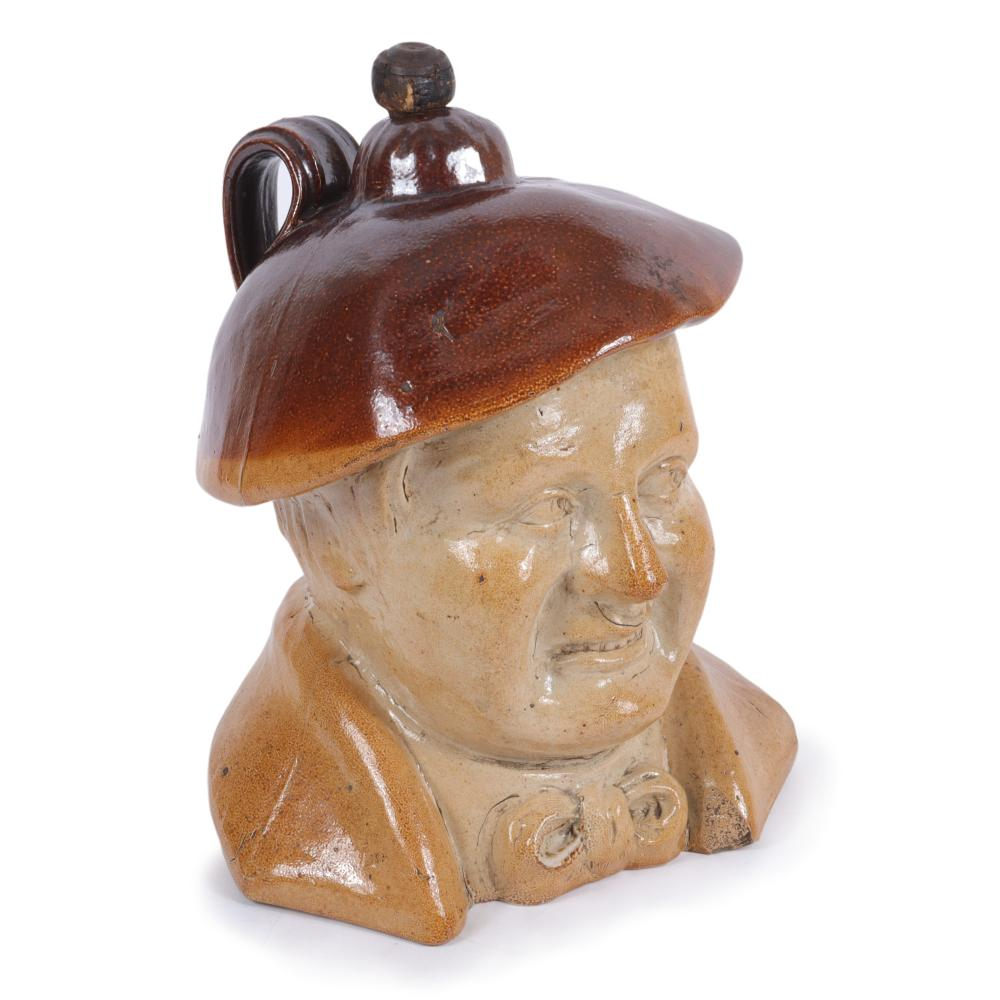 LARGE ENGLISH FIGURAL MAN IN TAM O SHANTER HAT SALT