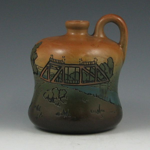 Weller Dickensware Mt Vernon Bridge jug by Upjohn signed UJ