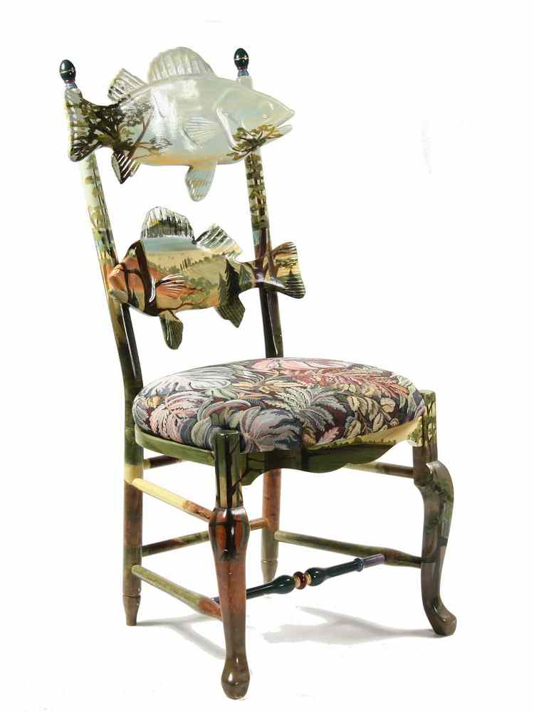 FOLK ART SIDE CHAIR MacKenzie Childs sculptural hand painted side