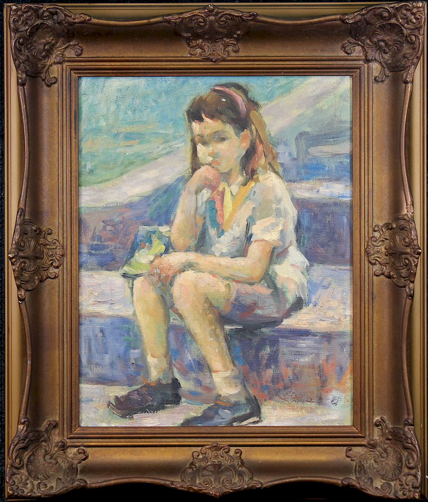 Monogrammed American School Portrait of Girl Monogrammed American School Portrait