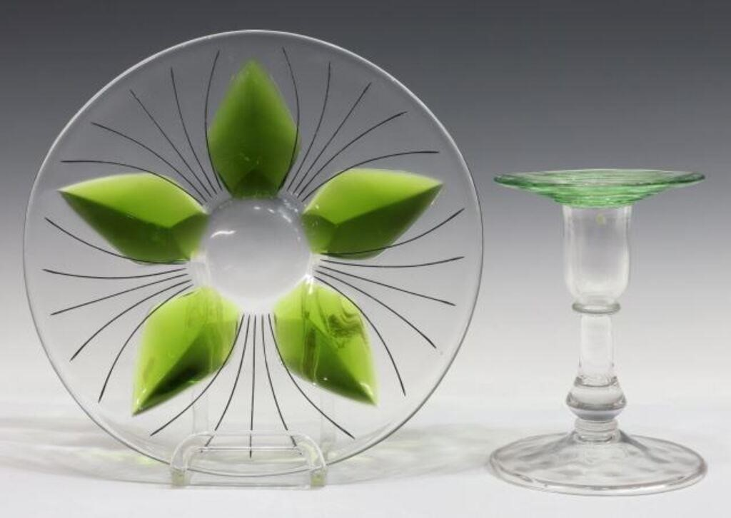 lot of 2 Art glass tableware including 1 French crystal