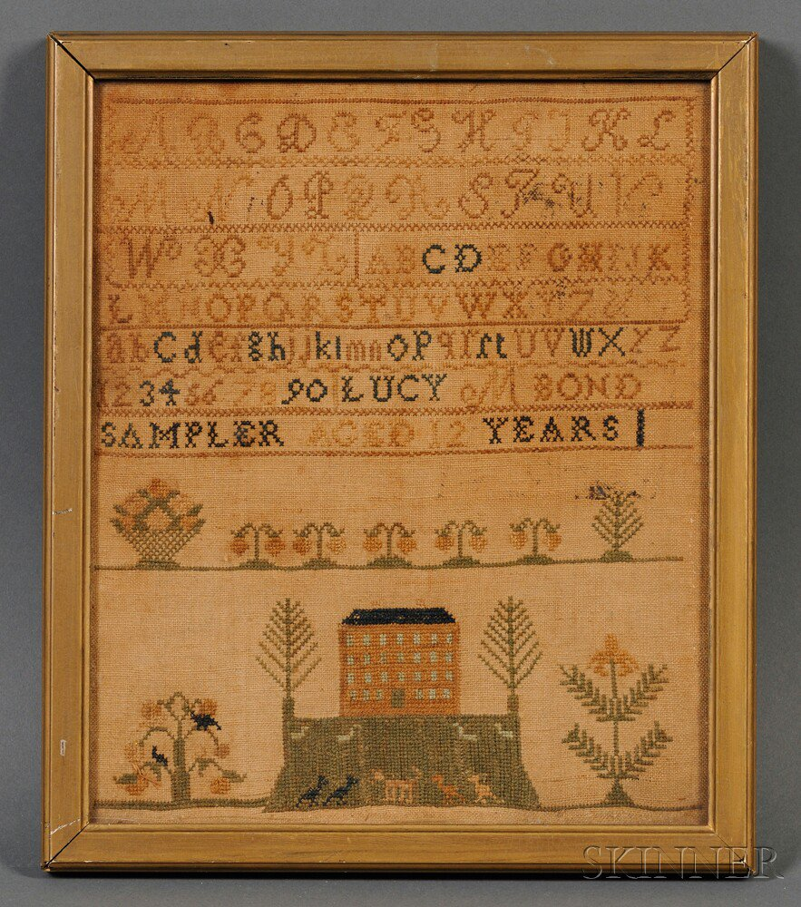 Needlework Sampler Lucy M Bond Aged 12 Years stitched with