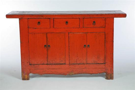 SIDE CABINET Mongolia late 19th century hardwood Thick mortised boards