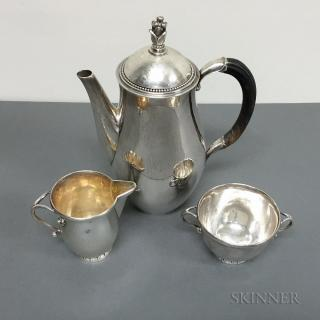 Georg Jensen Coffeepot Creamer and Sugar Bowl Sterling silver Denmark