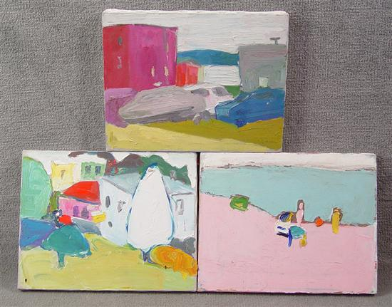 Ted Turner American 1922 2002 Three oils on canvas Abstract