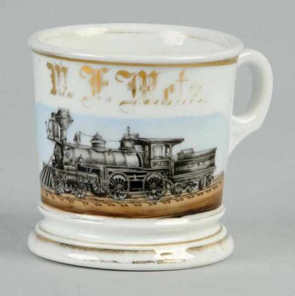 Shaving Mug with Railroad Engine Tender Description Marked T V
