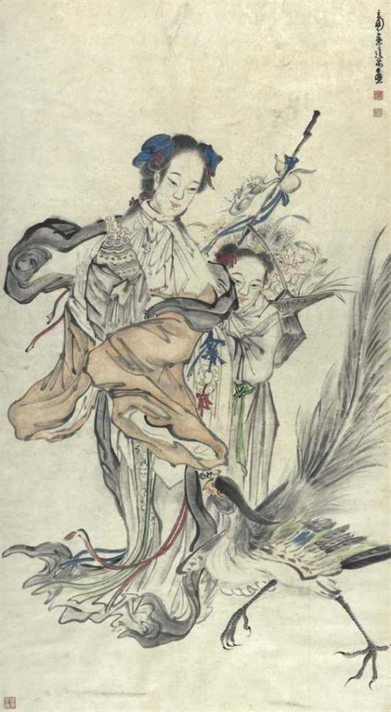 MALEREI China 168x92 cm Tusche und leichte Farben auf Papier