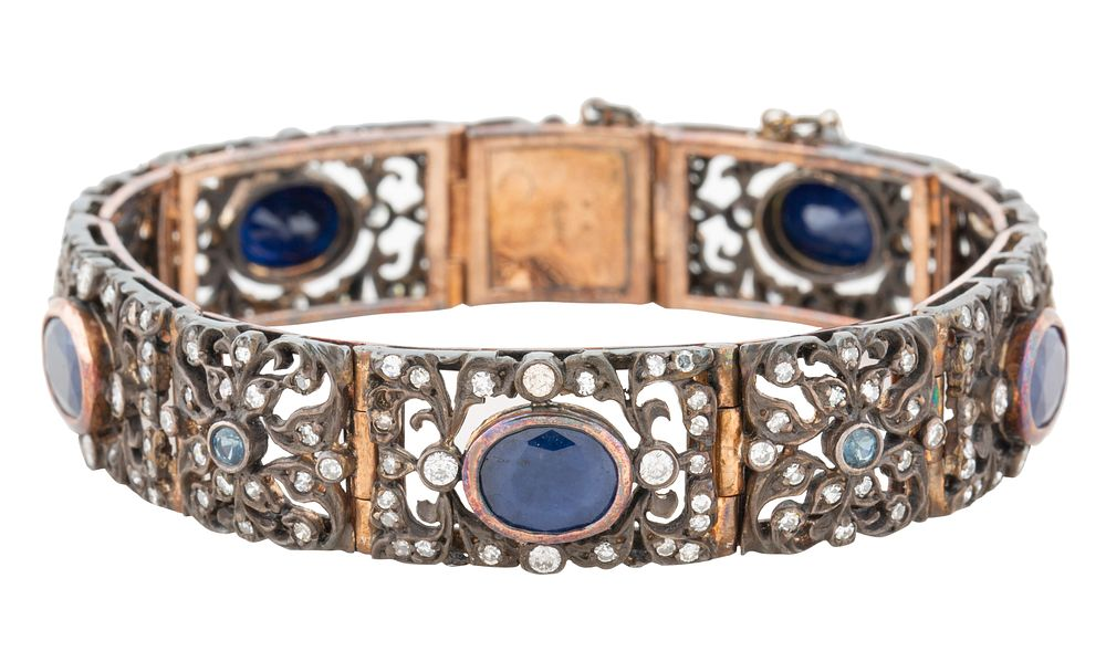 14K BRACELET WITH DIAMONDS AND SAPPHIRE 14K BRACELET WITH DIAMONDS