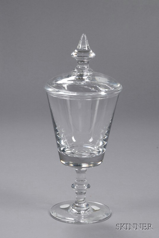 Val St Lambert Pokal style Glass Vase and Cover Belgium