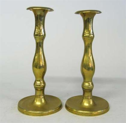 Pair of English brass candlesticks late 18th early 19th century