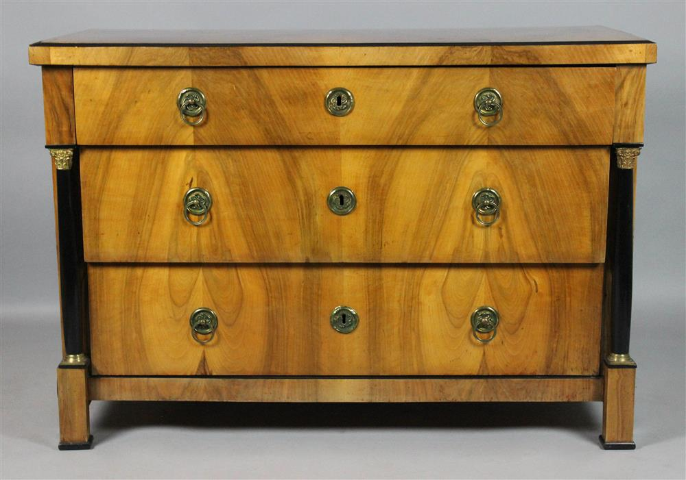 BIEDERMEIER FRUITWOOD PART EBONIZED CHEST OF DRAWERS ESTATE OF TOM