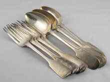 A set of six silver table forks hallmarked for London