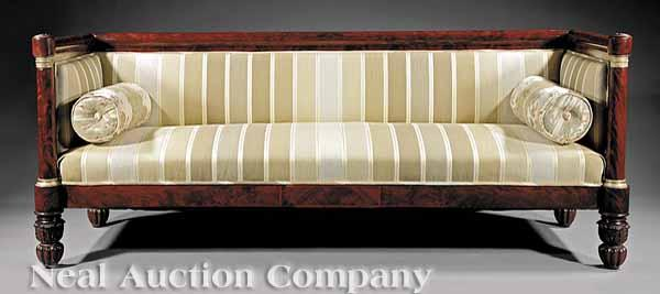 A Fine American Classical Gilt Bronze Mounted Box Sofa early