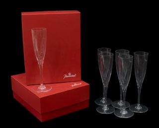 10 BACCARAT COLORLESS CRYSTAL CHAMPAGNE FLUTES lot of 10 Baccarat