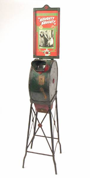 An International Mutoscope Reel Company paint decorated metal arcade peep