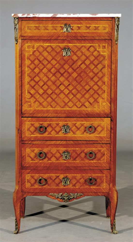 Louis XV style kingwood and marquetry escritoire circa 1900 marble