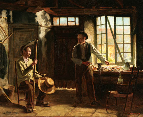 L on Augustin Lhermitte French 1844 1925 Conversation in the