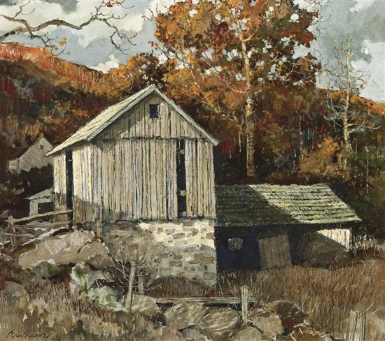 ERIC SLOANE American 1905 1985 A Barn in Autumn oil