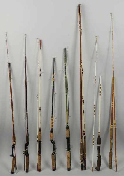 Large Lot of Fishing Poles Description Includes approximately 11 poles