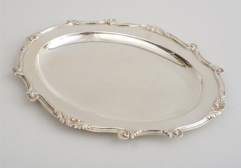 GEORGE III CRESTED SILVER PLATED MEAT DISH Impressed with two