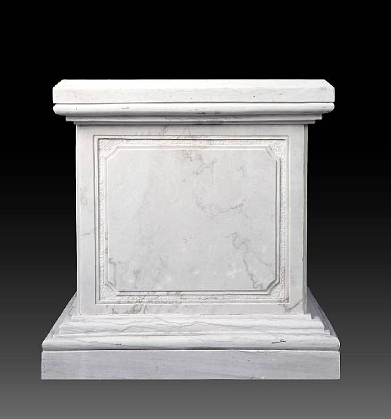 A Neoclassical style carved marble pedestal Of square form on