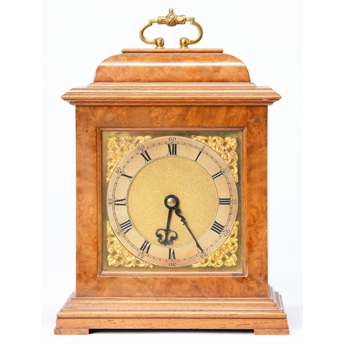 A walnut mantel timepiece c1970 in 17th c English style