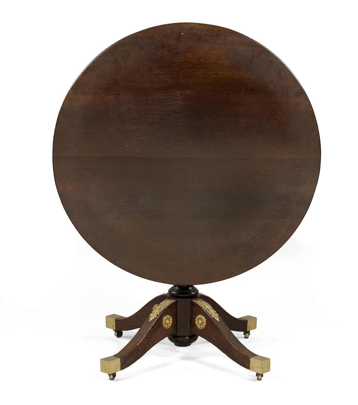 REGENCY STYLE BRASS MOUNTED OAK TILT TOP TEA TABLE Height