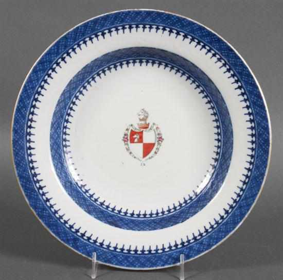Chinese Export armorial porcelain bowl bearing the arms of Marsh